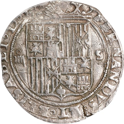 (1474-1504) SD SPAIN FERDINAND & ISABEL COB 4 REALES SEVILLE MINT PCGS XF-40 - Image 1 of 4