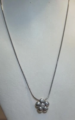 Brighton La Vie silver tone crystal small flower pendant necklace Reversible - Image 1 of 4