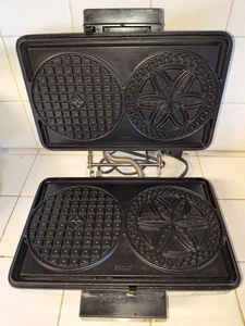 Platos reversibles extraíbles vintage Rival Pizzelle Maker Waffle Baker 9705/1 - Imagen 1 de 13