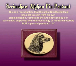 Afghan Hound Dog Scrimshaw Art Pendant/Pin - Picture 1 of 1