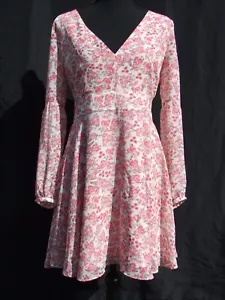BB Dakota NWT Women's Sunday Brunch Floral Plunge short Dress Pink SZ 8 - Picture 1 of 8