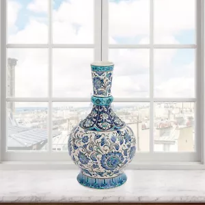 Vaso in ceramica fatto a mano, vaso in ceramica floreale blu, vaso per arredamento soggiorno - Foto 1 di 6