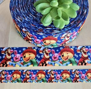 7/8 & 1.5" (1 YD) Winnie the Pooh Christmas Grosgrain Ribbon Tigger Piglet - Picture 1 of 1