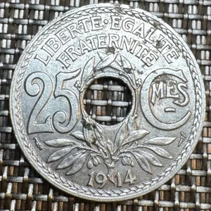 PIECE DE 25 CENTIMES 1914 CENTIMES SOULIGNÉS (1303) - Imagen 1 de 2