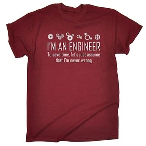 funny mens t shirt Im An Engineer Save Time Never Wrong Math Novelty birthday - Picture 1 of 9