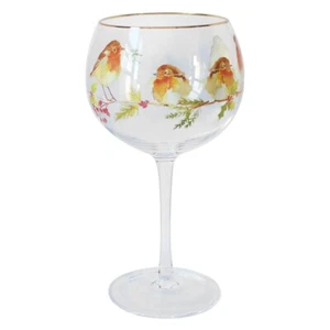 Winter Robin Balloon Copa Glass Gin and Tonic Festive Robins - Picture 1 of 3