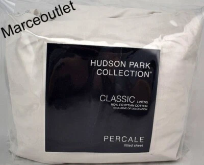 Hudson Park Classic Linens Egyptian Cotton Percale TWIN Fitted Sheet Silver