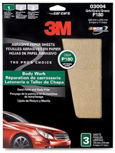 50% de descuento 5 paquetes 3M 03004 9"x11" P180 hojas de papel de lija automotriz grano 3/paquete - Imagen 1 de 1