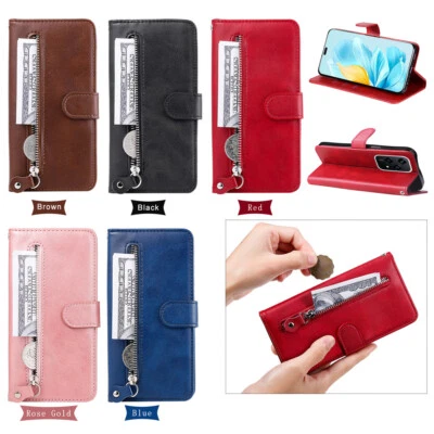 Phone Cover for Honor 200 X8B 90GT X60i Luxury Zip PU Leather Flip Wallet Case - Image 1 of 4