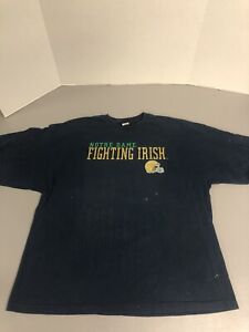 Notre Dame Fighting Irish Champs T Shirt 2XL XXL Navy Blue Adult Spell Out Tee  