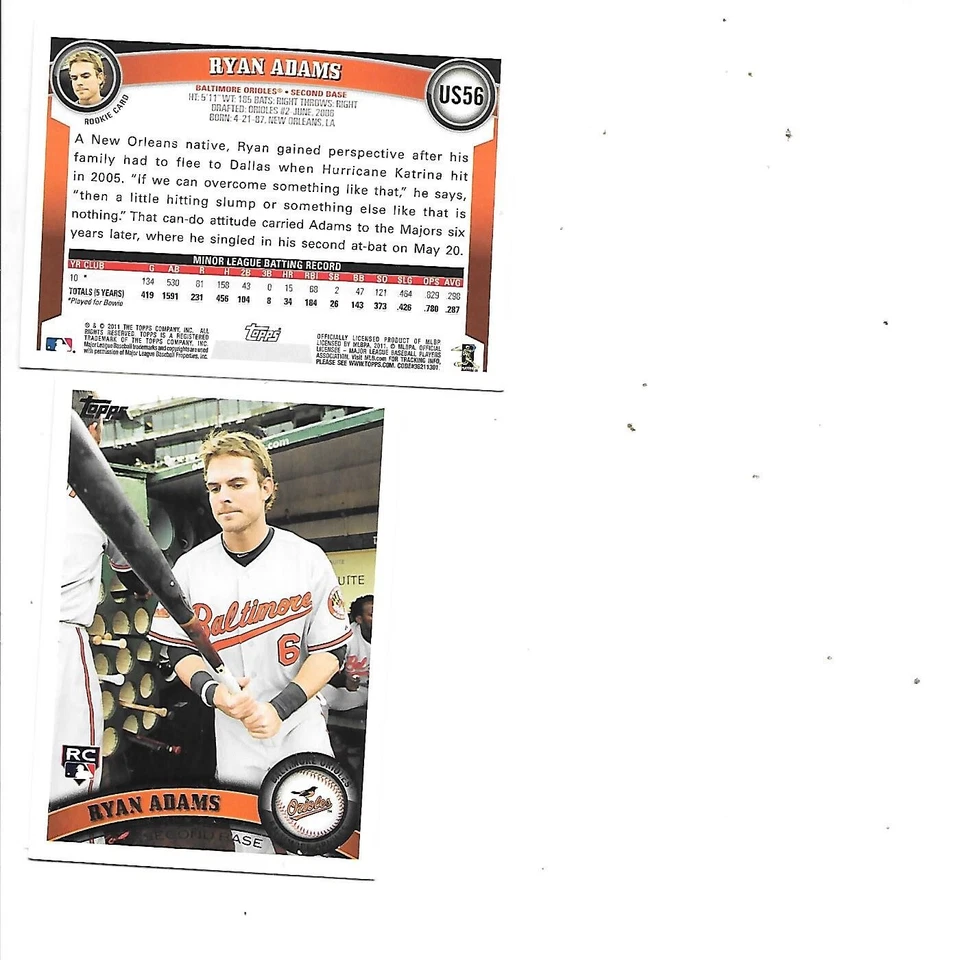 Ryan Adams 2011 Topps Update Series RC #US56 Lot of 2 Baltimore Orioles - Image 1 of 1