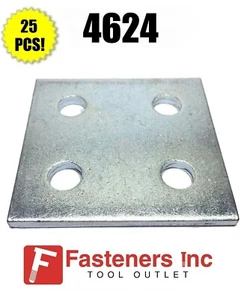 (QTY 25) 4-Hole Flat Square Splice Plate Fitting for Unistrut Channel 4624 P2079 - Picture 1 of 3