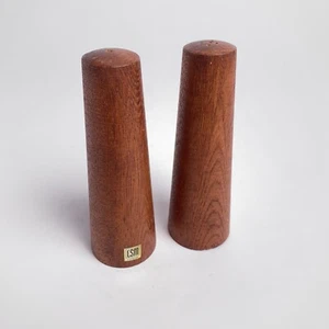 Vintage Teak Salt And Pepper Shakers By LSM Mid Century Modern MCM - Picture 1 of 6