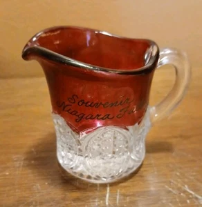 1907 Ruby Stained Niagara Falls Souvenir Small Pitcher Creamer - Picture 1 of 8