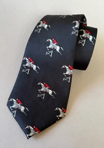 DUNHILL TAILORS New York Black Equestrain Horse Jumping Silk Mens Tie FREE SHIP - Picture 1 of 4