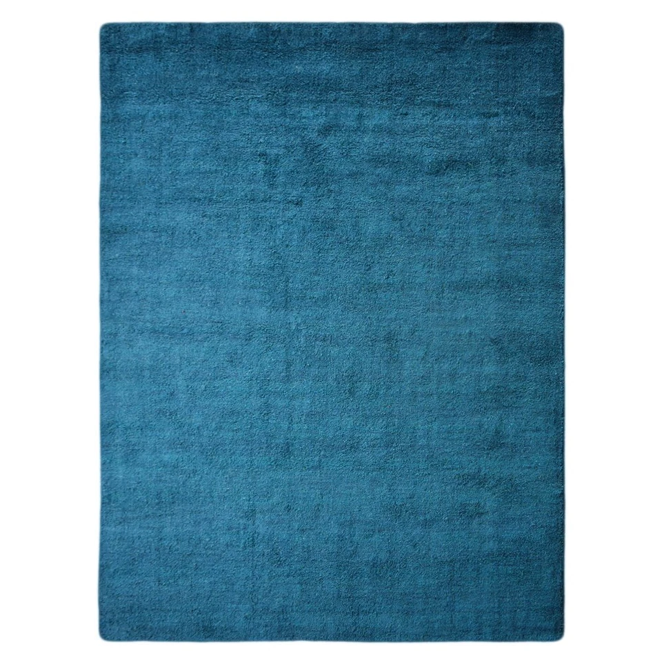 Eco-Friendly Hand Knotted Loom Silk Mix Area Rug Solid Blue BBH Homes BBLSM111 - Image 1 of 1