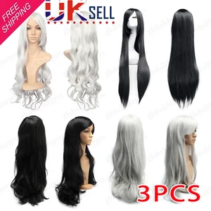 3x 70CM Womens Fancy Dress Cosplay Long Curly Wigs Ladies Natural Wavy Hair Wig - Picture 1 of 27