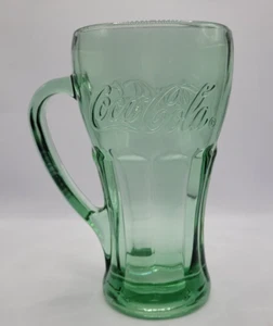 Vintage Green Tint Coca-Cola Glass Mug Tall Heavy Glass - Picture 1 of 5