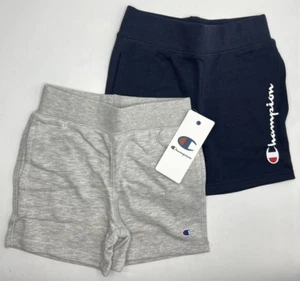 Boys Size S (7/8) Champion 2-Pack Shorts With Drawstring Navy & Grey Heather - Picture 1 of 5