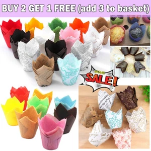 50-100Pcs Tulip Wraps Cupcake Muffin Baking Cases Coffee Wrapper Muffin Cake cup - Picture 1 of 27