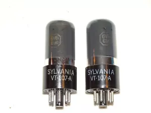 2 x VT-107-A/6V6gt Sylvania Tubes *Smoked Glass*Very Strong Matched Pair *#11 - Picture 1 of 5