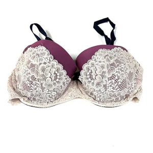 Dream Angels Victorias Secret 32DD Lined Demi Bra Purple Pink Floral Lace #2644 - Picture 1 of 11