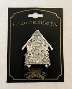 Silver Metal Pinback Brooch Collectible Hat Pin Clock Dial Face House DN & EI - Picture 1 of 7