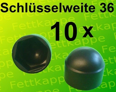 10 Sechskant Schutzkappen SW36 M24 Schwarz - Abdeckkappen Schraube Mutter Kappe - Bild 1 von 2