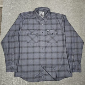 Camisa de franela Dixxon The Grayscale para hombre XL gris a cuadros botón a presión pre-pliegue - Imagen 1 de 10