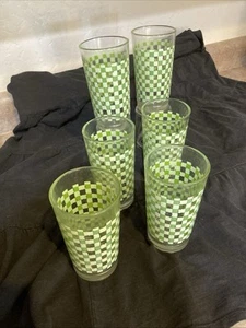 Seltene 70’s Tumbler Gläser Gingham Kariert Mid Century Vintage Landhaus Kern Bauernhof - Bild 1 von 7