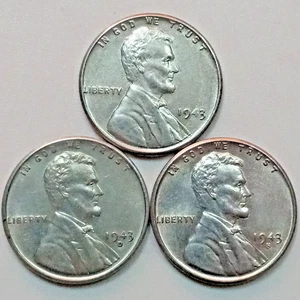 1943-P 1943-D 1943-S Lincoln Wheat Cent Set (WW2 Emergency Issue) High Grade Lot - Picture 1 of 2