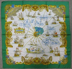 Authentic HERMES "VOILES DE LUMIERE" Green 100% Silk Scarf #61726 - Picture 1 of 13