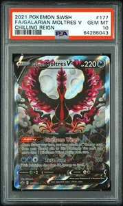 Galarian Moltres V 2021 Pokemon Sword & Shield Chilling Reign #177 PSA 10 - Picture 1 of 2
