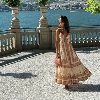 Vestido Zimmermann Maxine Plunge Talla 2 AU 12 US 8 - Maxi Elegante Diseñador Foto 1 de 4