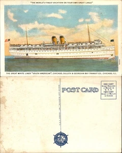 SS SOUTH AMERICAN GREAT LAKES STEAMSHIP CHICAGO DULUTH GEORGIAN BAY LINE CURT - Picture 1 of 2