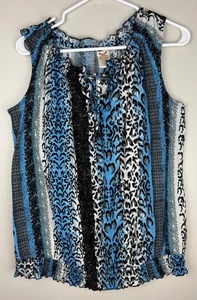 Süßes ärmelloses blau-schwarzes Damenoberteil FADED GLORY Tiermotiv Größe 1X 16W - Bild 1 von 3