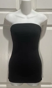 Vintage Wet Seal Black Shelf Bra Strapless Cotton Tube Top Tunic New Sz XS - Picture 1 of 12