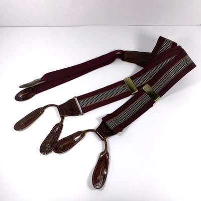 Martin Dingman Tirantes Cuero Granate Botón Accesorio Latón Sólido Foto 1 de 4