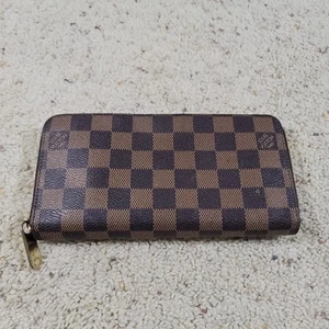 Louis Vuitton Damier Ebene Zippy Zip Around Long Wallet Brown Check Print - Picture 1 of 18
