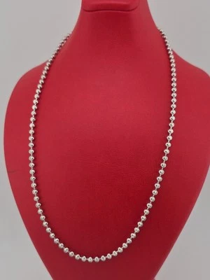 Cadena antideslustre chapada en rodio 925 plata esterlina con cuentas de bola corte luna 16"  Foto 1 de 4