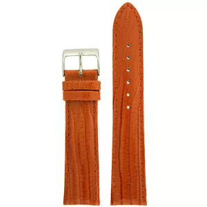 Watch Band Lizard Grain Orange Patent Genuine Leather Strap LEA415 - Picture 1 of 4