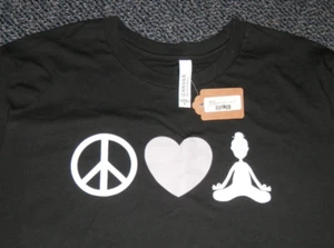 Peace Love Yoga T-Shirt • Lola Magnolia XL Black Cotton Short Sleeve ❤✌ New NWT - Picture 1 of 8