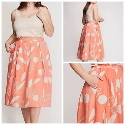 Falda informal de verano Lane Bryant para mujer 14/16 beige melocotón patrón geográfico Foto 1 de 4