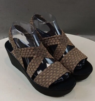 Sandalias de cuña Steven by Steve Madden para mujer talla 8,5 metálicas tejidas elásticas nuevas Foto 1 de 4