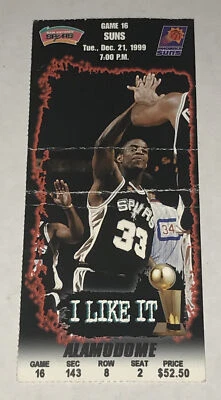 Ingresso duplo triplo San Antonio Spurs Suns 21/12/99 Robinson Duncan J Kidd - Imagem 1 de 2