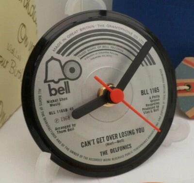 DELFONICS CLOCK Desk Table Top CLOCK Vinyl Record Upcycled Hit Single Size 4" - Image 1 of 4