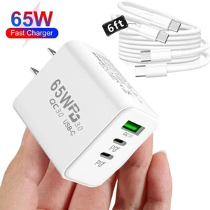 65W Fast Charging Double USB-C Wall Charger For Samsung Galaxy Z Fold6 5 4 3 5G - Picture 1 of 16