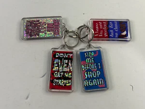 Vintage Kalan Acrylic Key Chain Lot of 4- Cute, Funny, Sarcastic - Picture 1 of 4