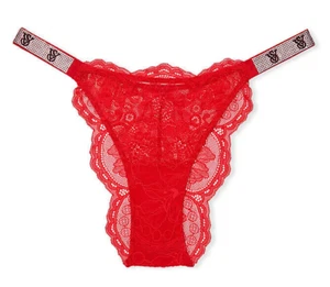 Victoria's Secret VERY SEXY Shine Strap lace Brazilian Bling Panty Red S M L $25 - Picture 1 of 4