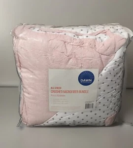 Comforter Set Full / Queen Sham Pillows Pink Crushed Microfiber 4PC Dorm Bedding - Picture 1 of 8